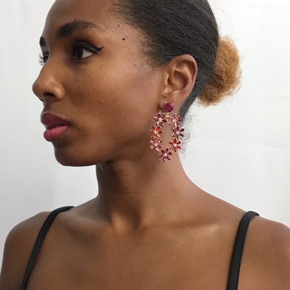 Flower Gold-Tone Drop Earrings - Picture 14 of 14